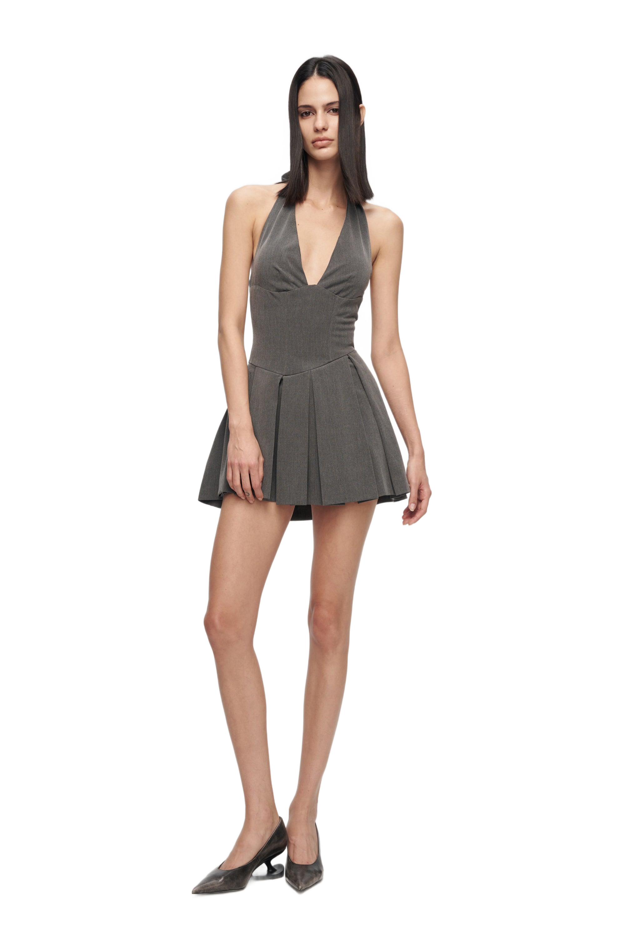 grey halter top dress Women's Professional Poise Halter Mini Dress in Grey