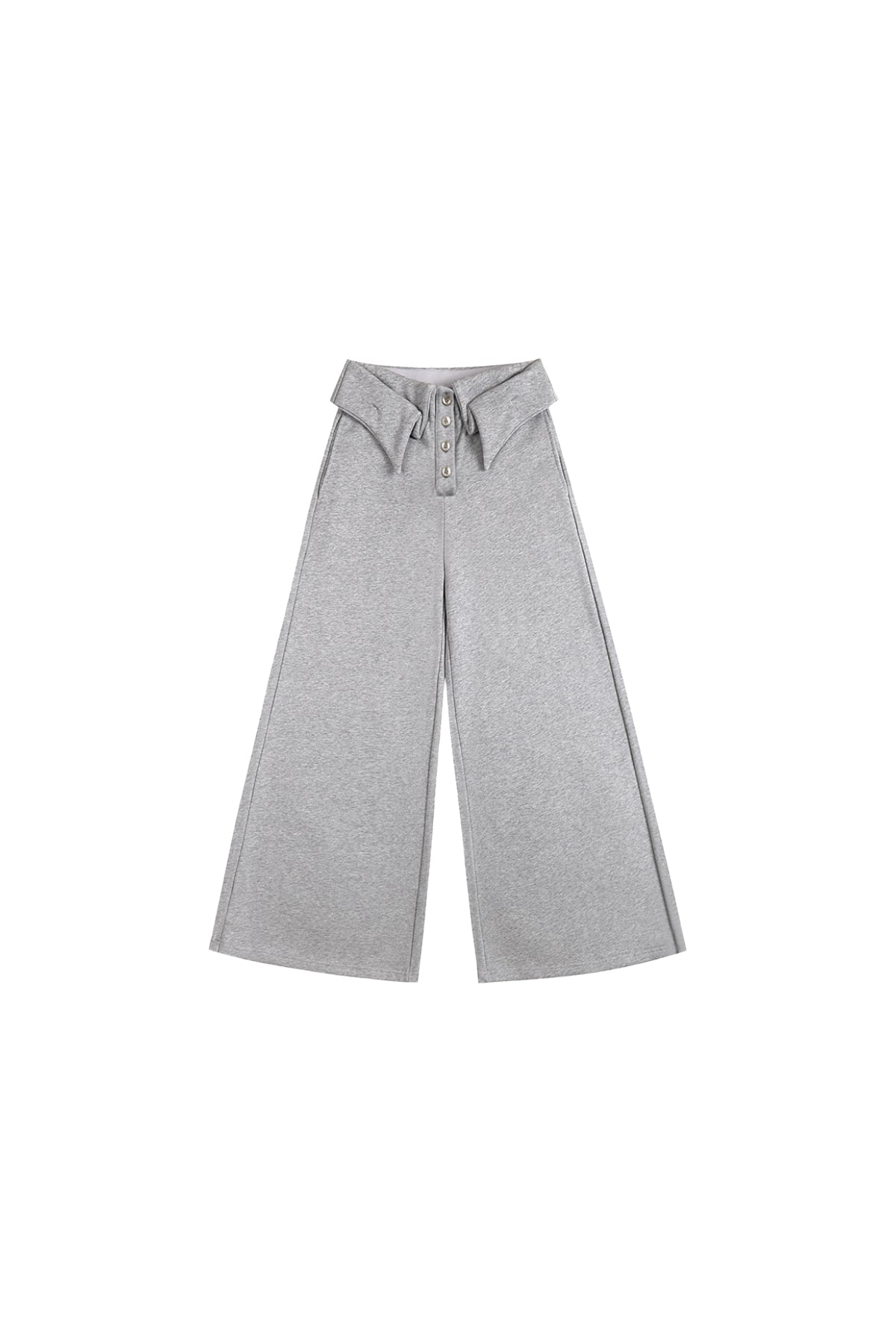 Double-Layer Collar Wide-Leg Pants In Gray  YJ1NGZYZJ® Official