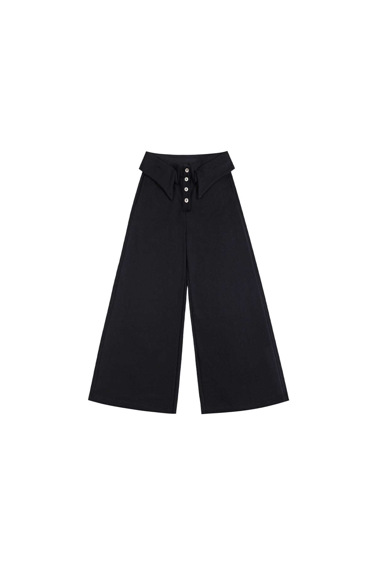 Double-Layer Collar Wide-Leg Pants In Black  YJ1NGZYZJ® Official