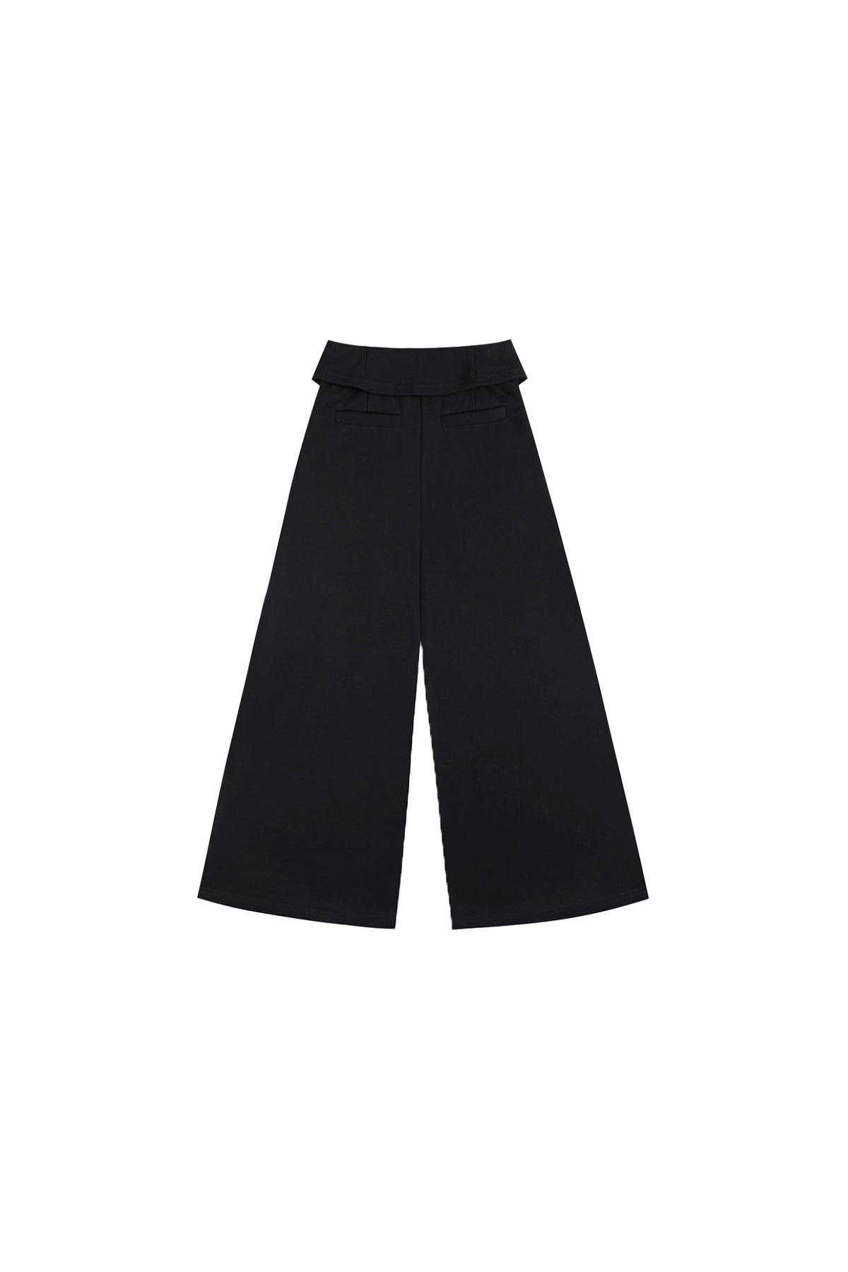 Double-Layer Collar Wide-Leg Pants In Black  YJ1NGZYZJ® Official