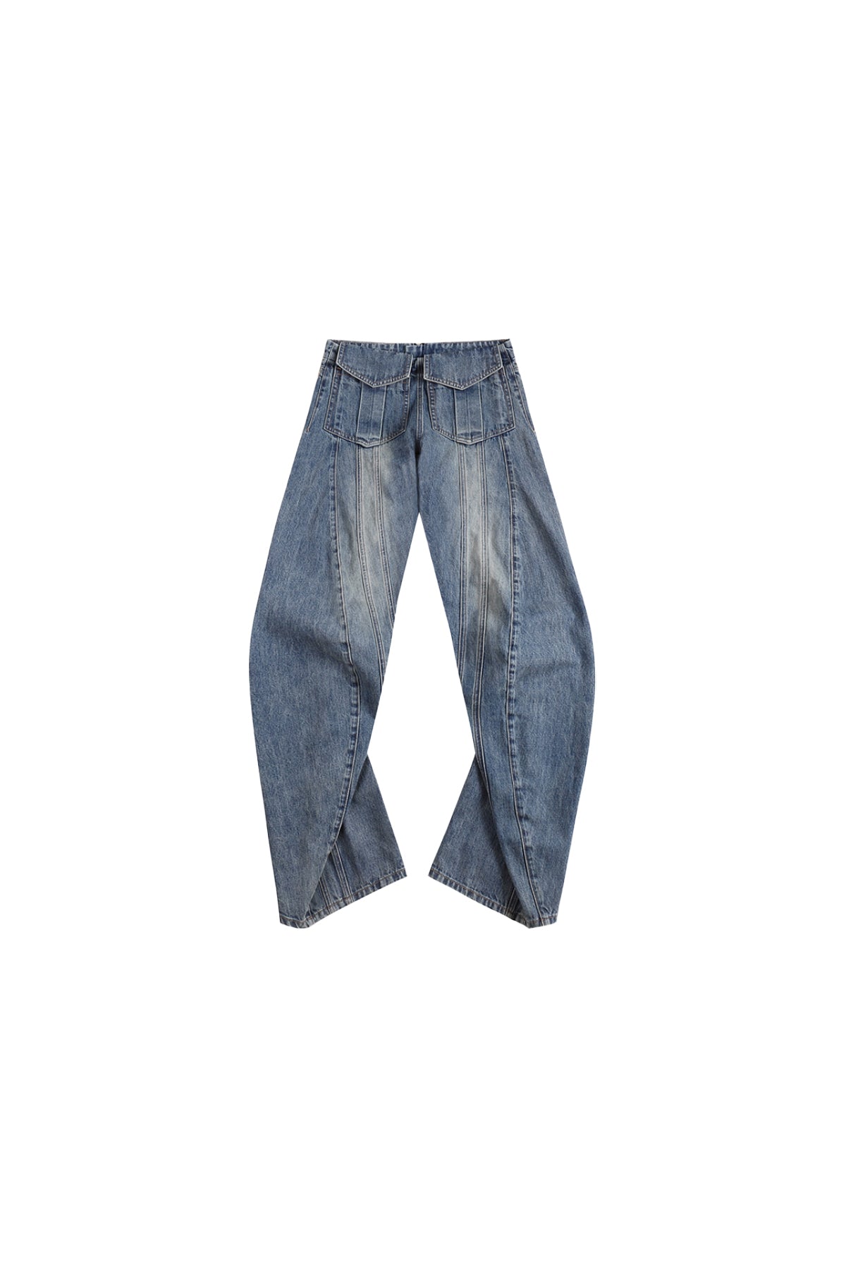 Washed Deconstructed Wide-Leg Jeans  YJ1NGZYZJ® Official