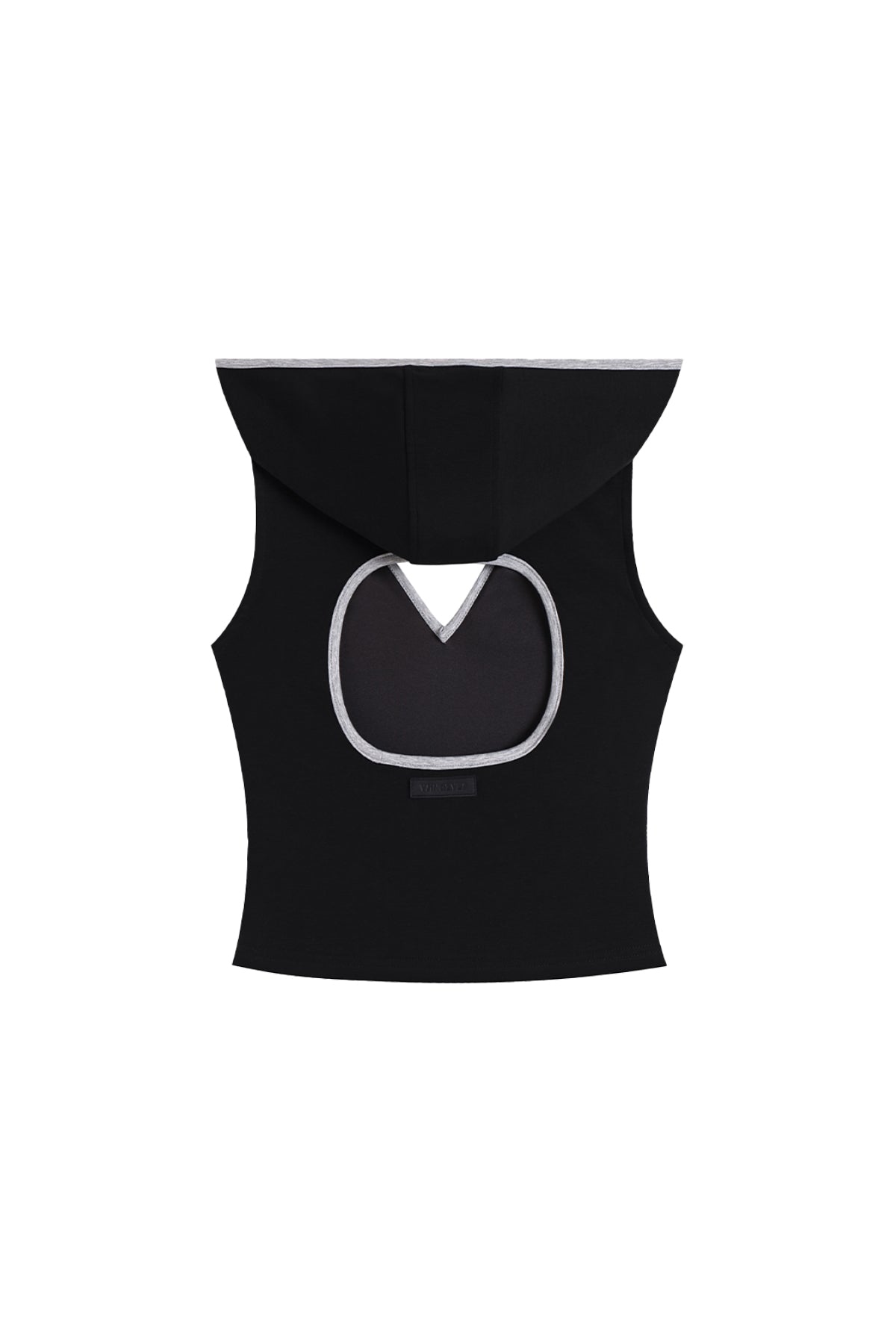 V-Cutout Hooded Sleeveless Trim Top In Black  YJ1NGZYZJ® Official