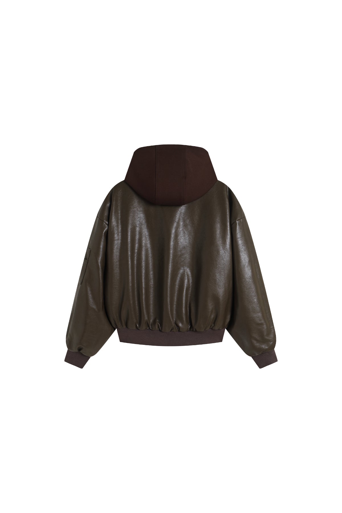 Oversized Leather Bomber Jacket in Brown  YJ1NGZYZJ® Official