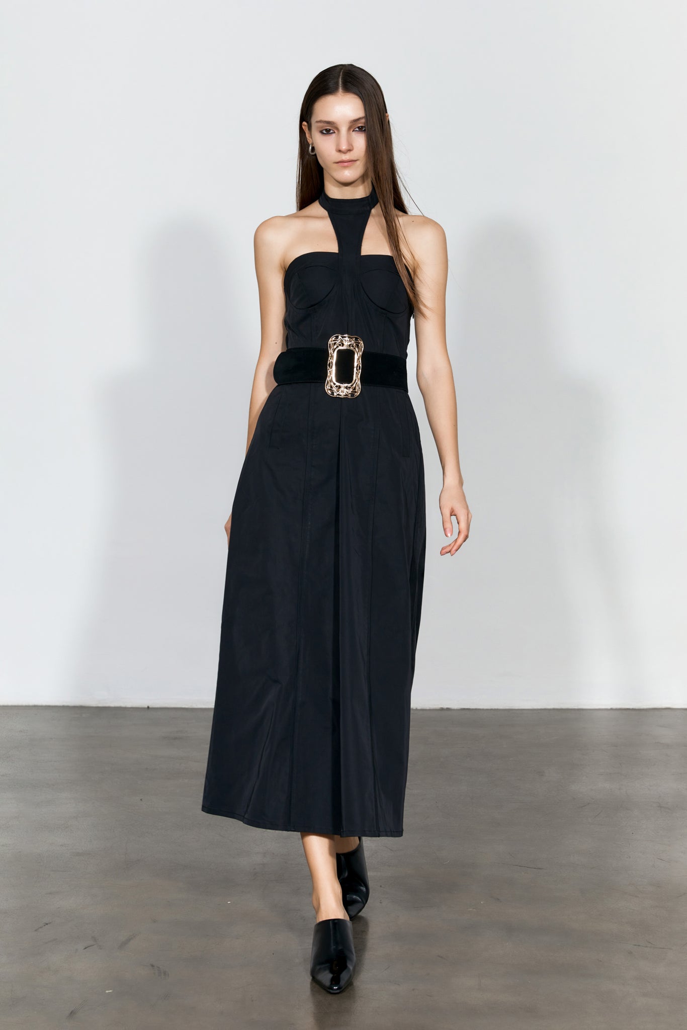 Nylon Halter Midi Dress