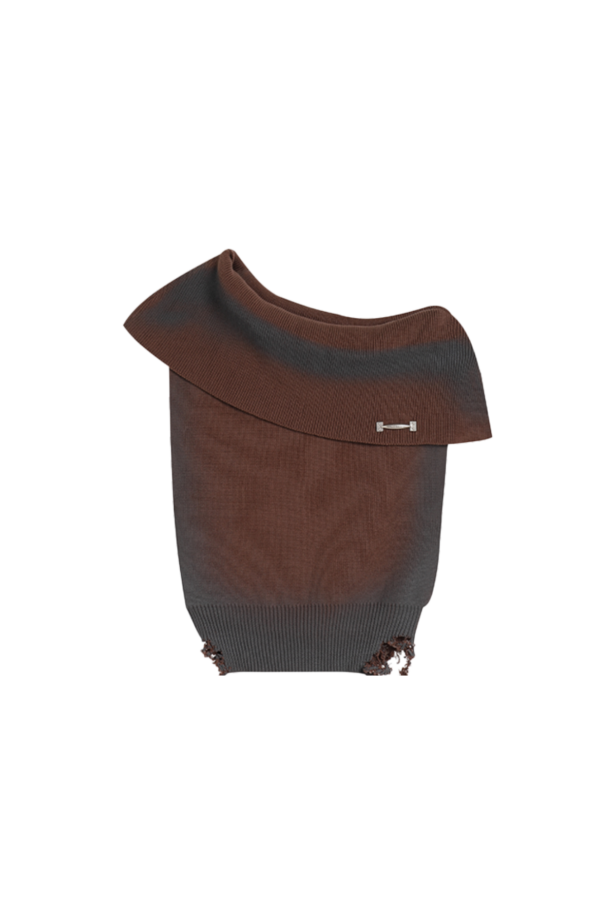 One Shoulder Knit Top In Brown