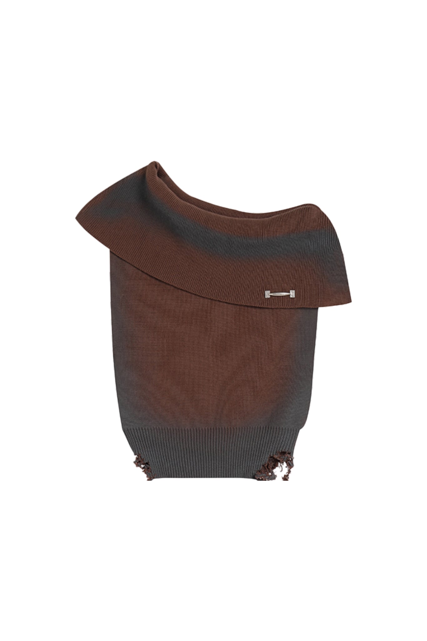 One Shoulder Knit Top In Brown