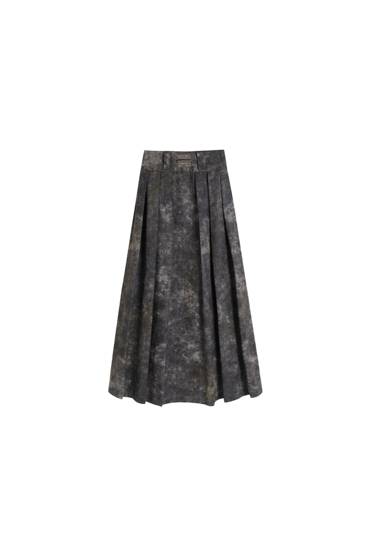 Denim Acid-Wash Long Skirt In Gray