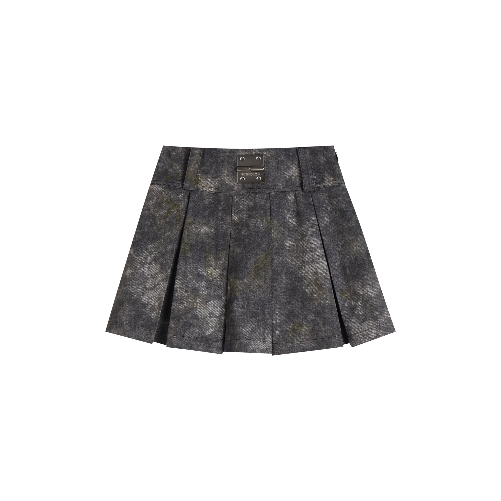 Denim Acid-Wash Skirt In Gray