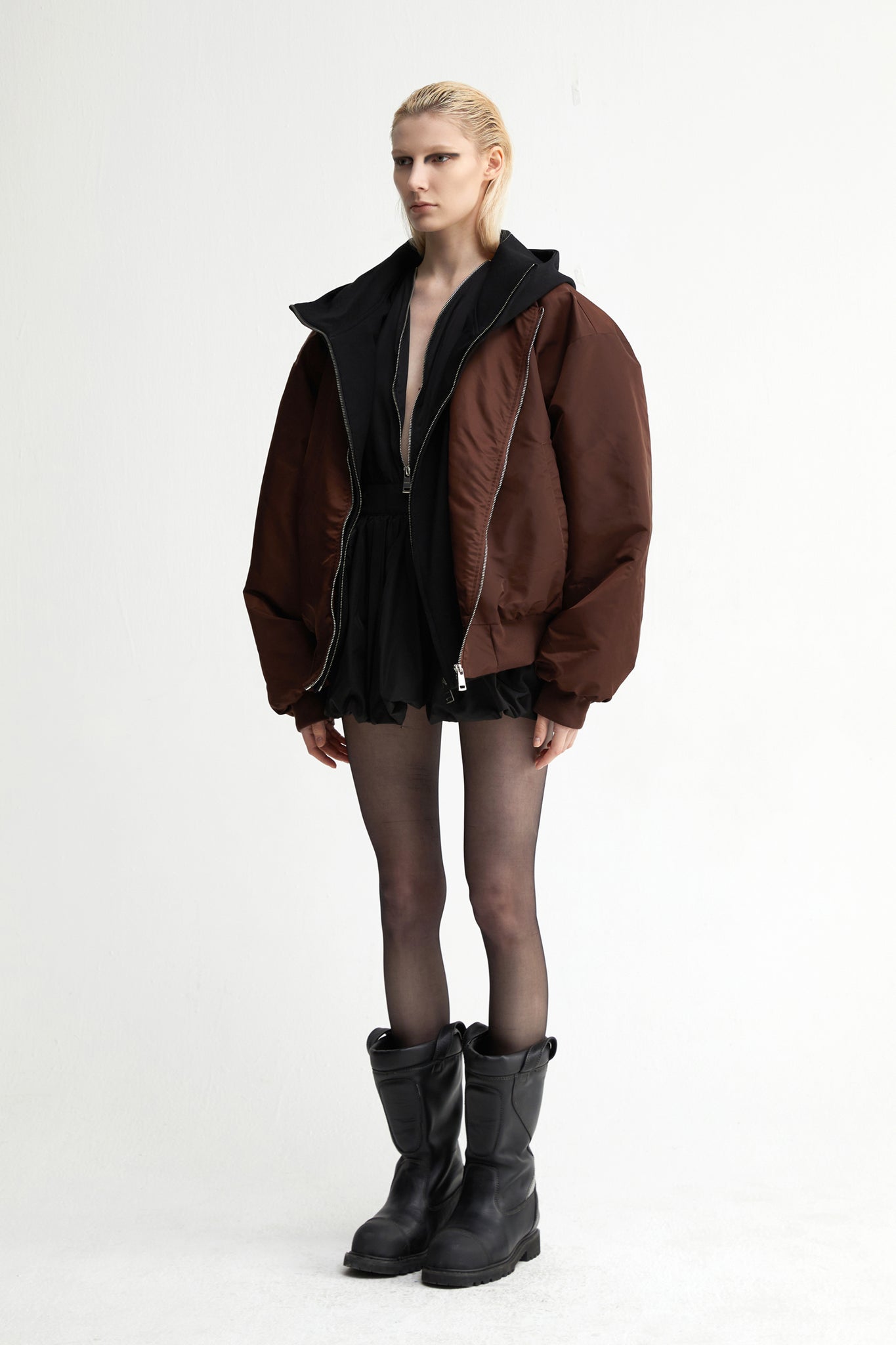 Oversized Bomber Jacket In Brown