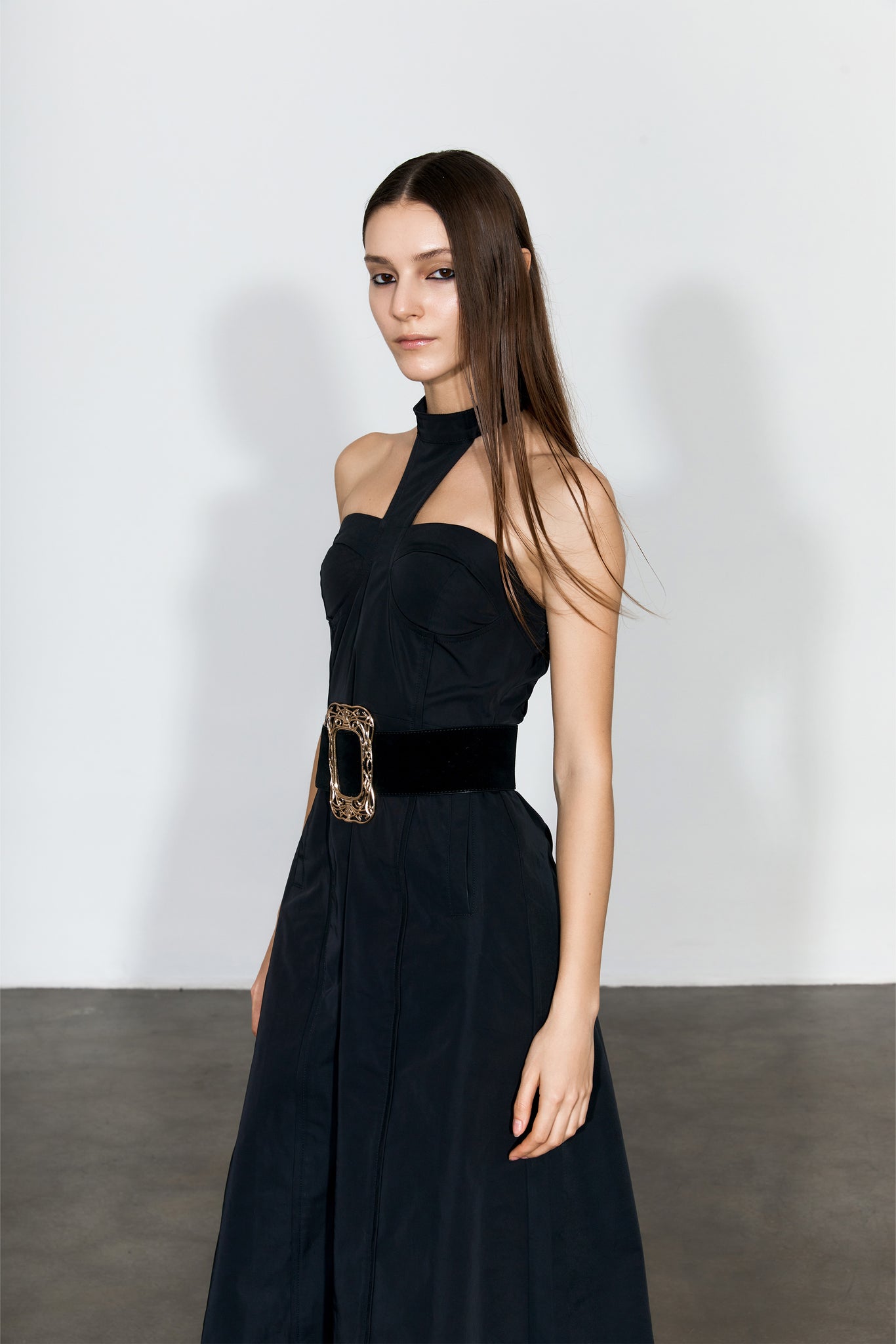 Nylon Halter Midi Dress