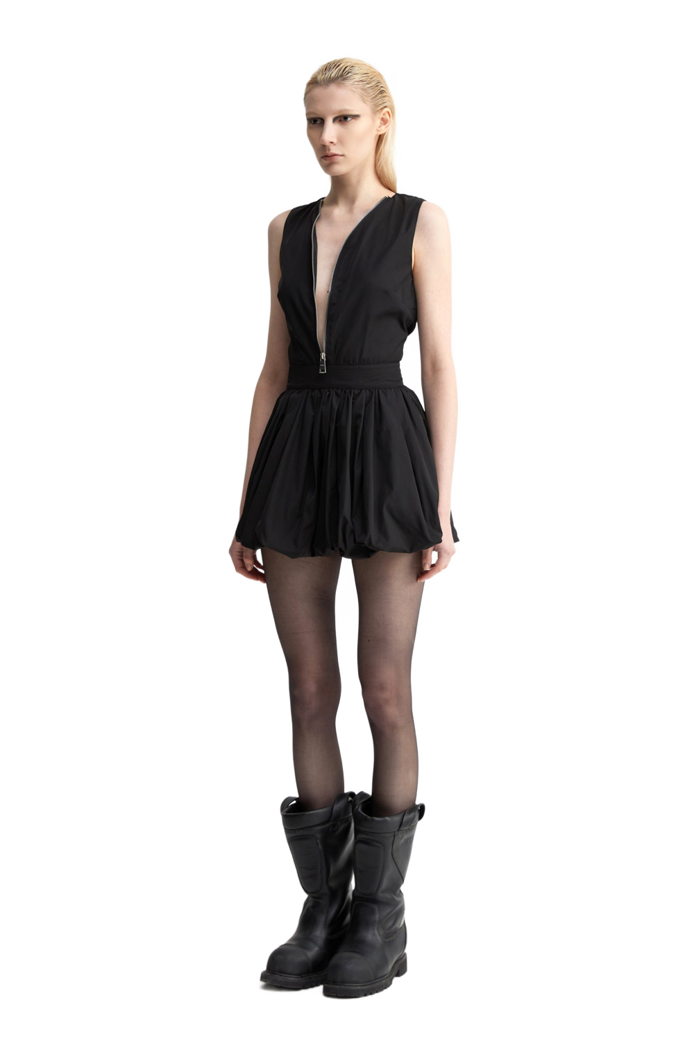 YJ1NGZYZJ® Official - Black Pleated Puffy Dress - 连衣裙