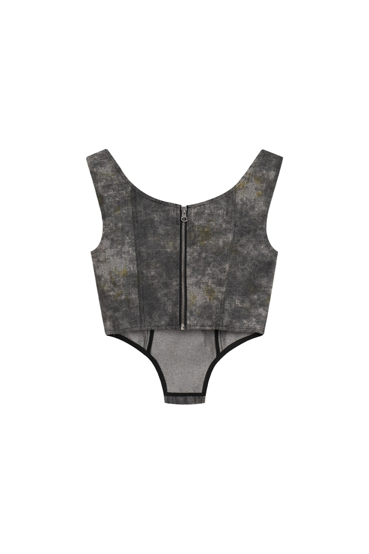 Denim Acid-Wash Bustier Top In Gray - YJ1NGZYZJ® Official