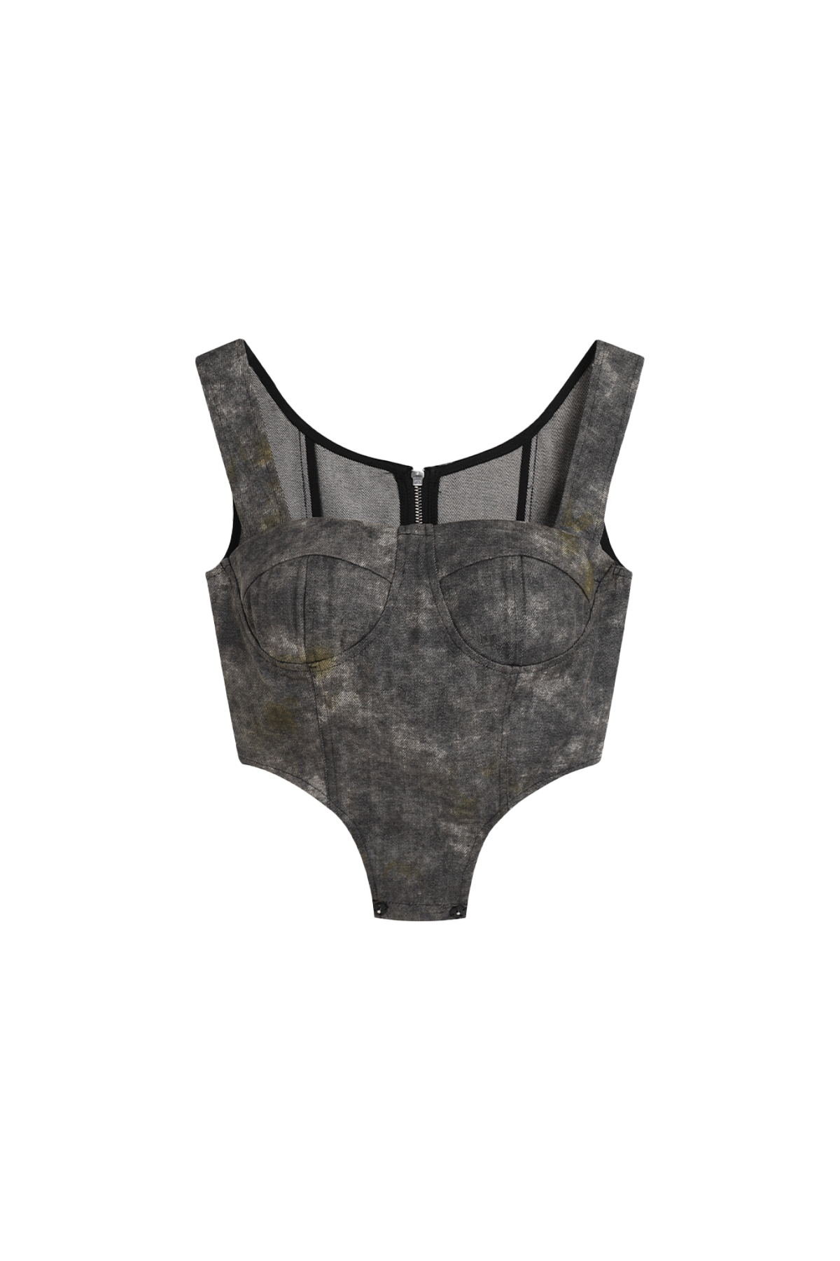 Denim Acid-Wash Bustier Top In Gray - YJ1NGZYZJ® Official