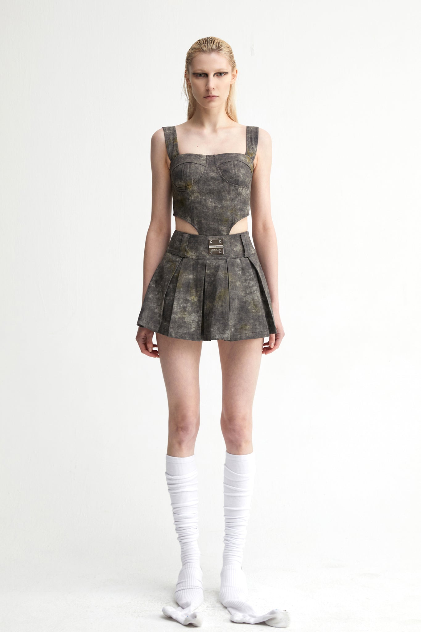 Denim Acid-Wash Skirt In Gray - YJ1NGZYZJ® Official