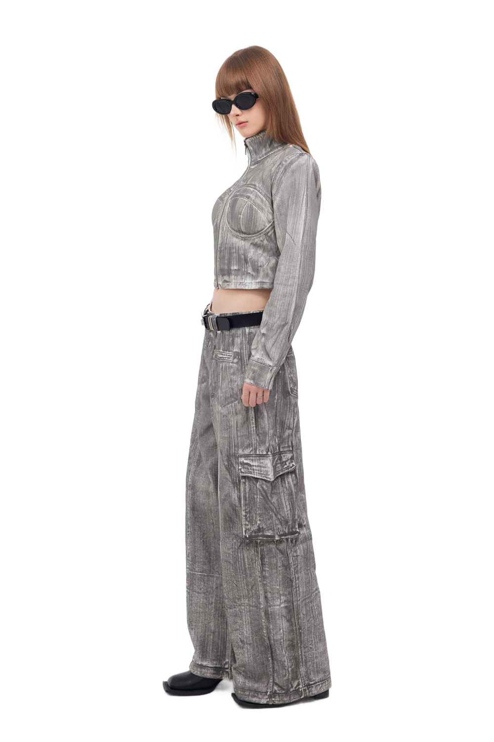 Scrawl Wide-Leg Cargo Jeans