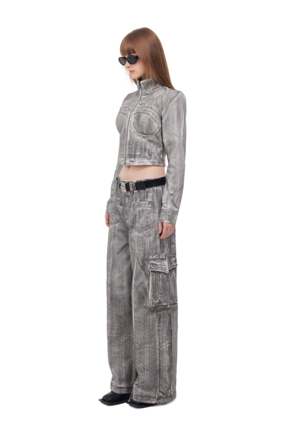 YJ1NGZYZJ® Official - Denim Corset Jacket In Scrawl - 牛仔外套