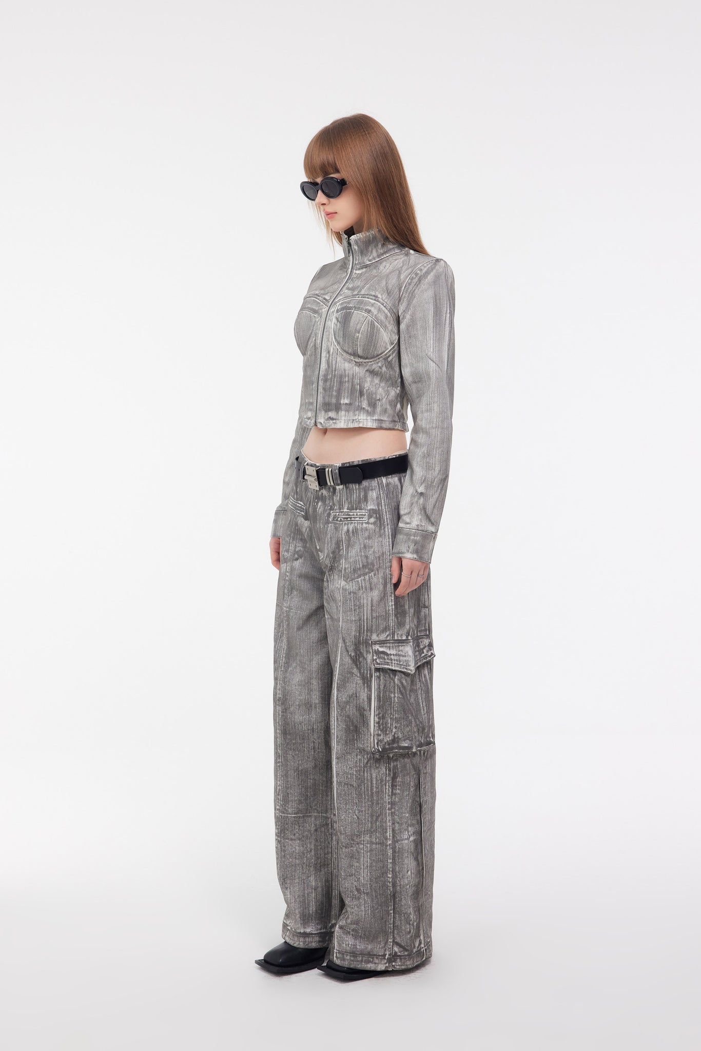 Denim Corset Jacket In Scrawl - YJ1NGZYZJ® Official