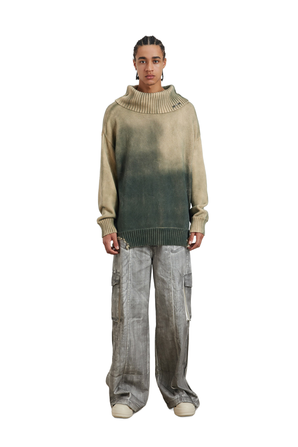 YJ1NGZYZJ® Official - Distressed Oversized Sweater In Green - 上衣