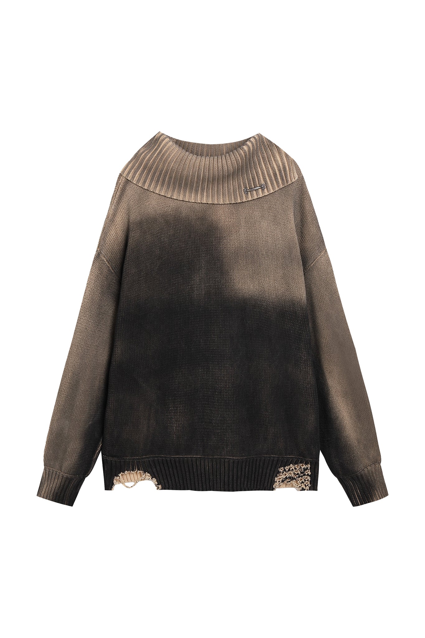 Distressed Oversized Sweater In Dark Brown - YJ1NGZYZJ® Official