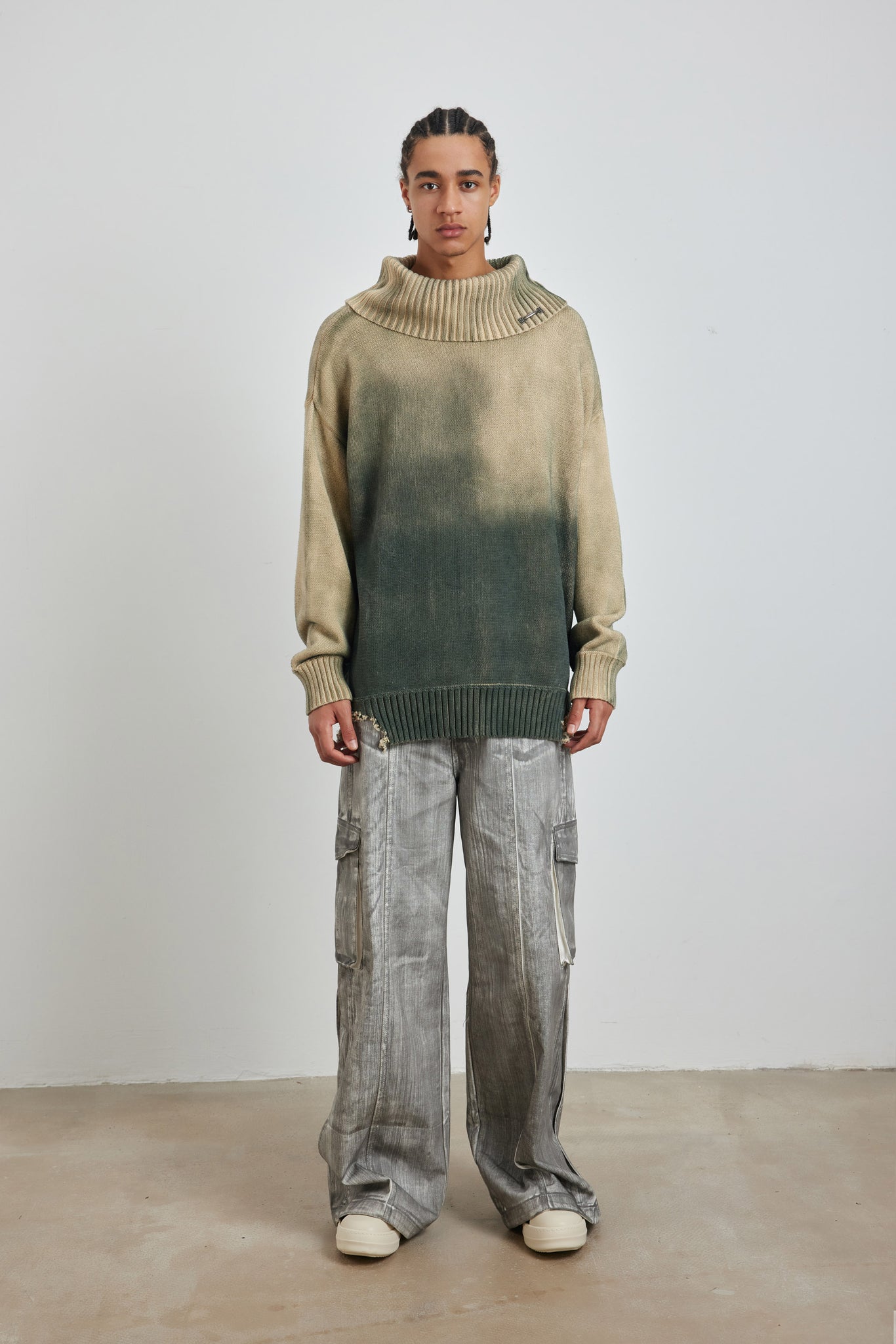 Distressed Oversized Sweater In Green - YJ1NGZYZJ® Official
