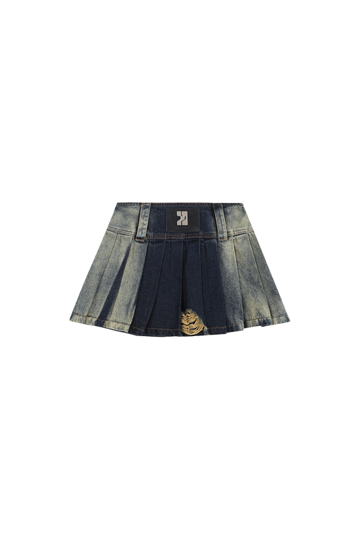 Gradient Pleated Denim Miniskirt - YJ1NGZYZJ® Official