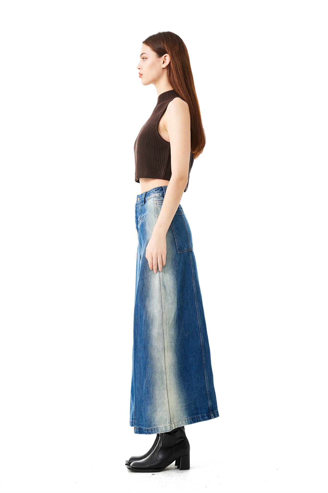 High-Slit Denim Skirt - YJ1NGZYZJ® Official