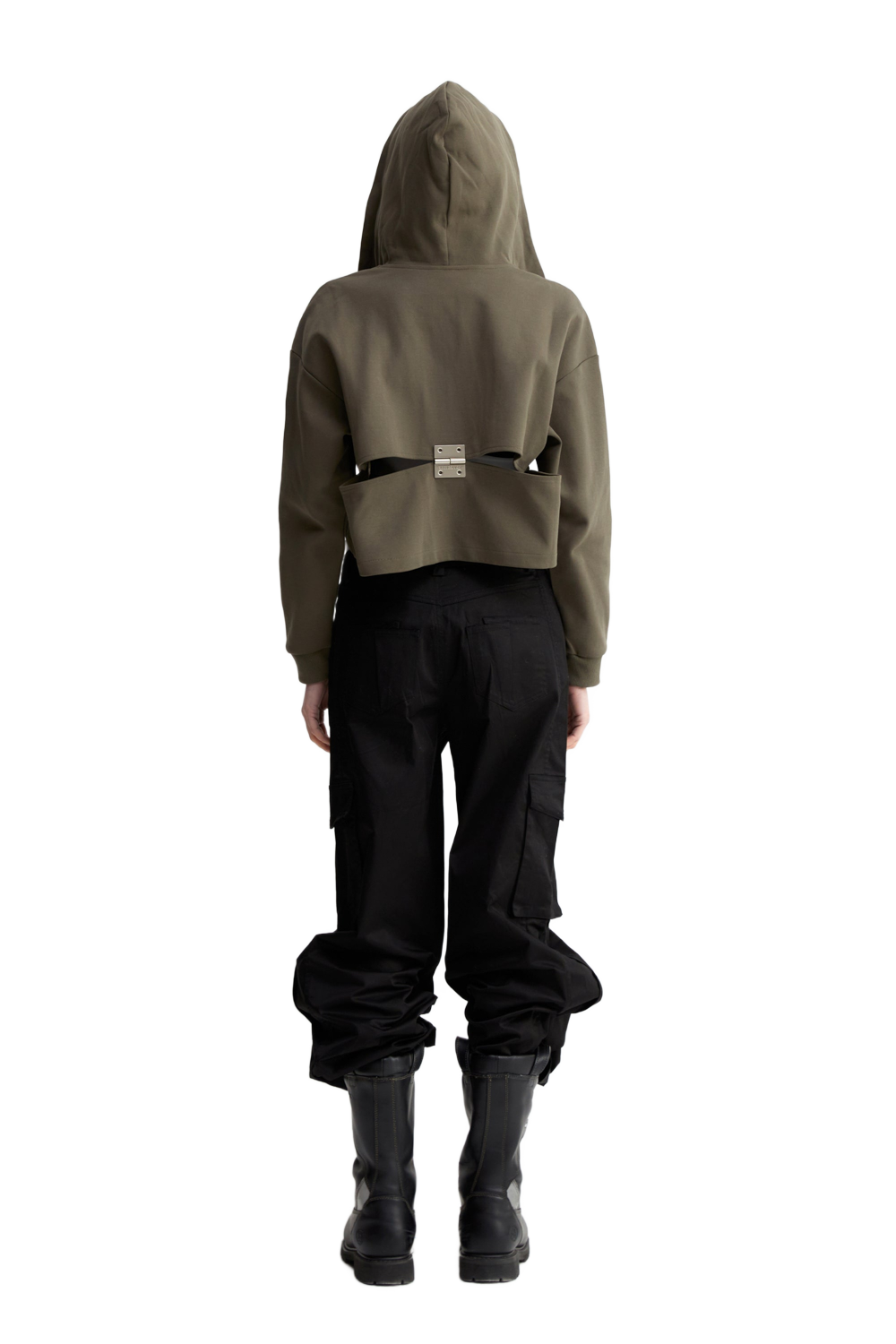 Logo High Waist Jacket In Army Green