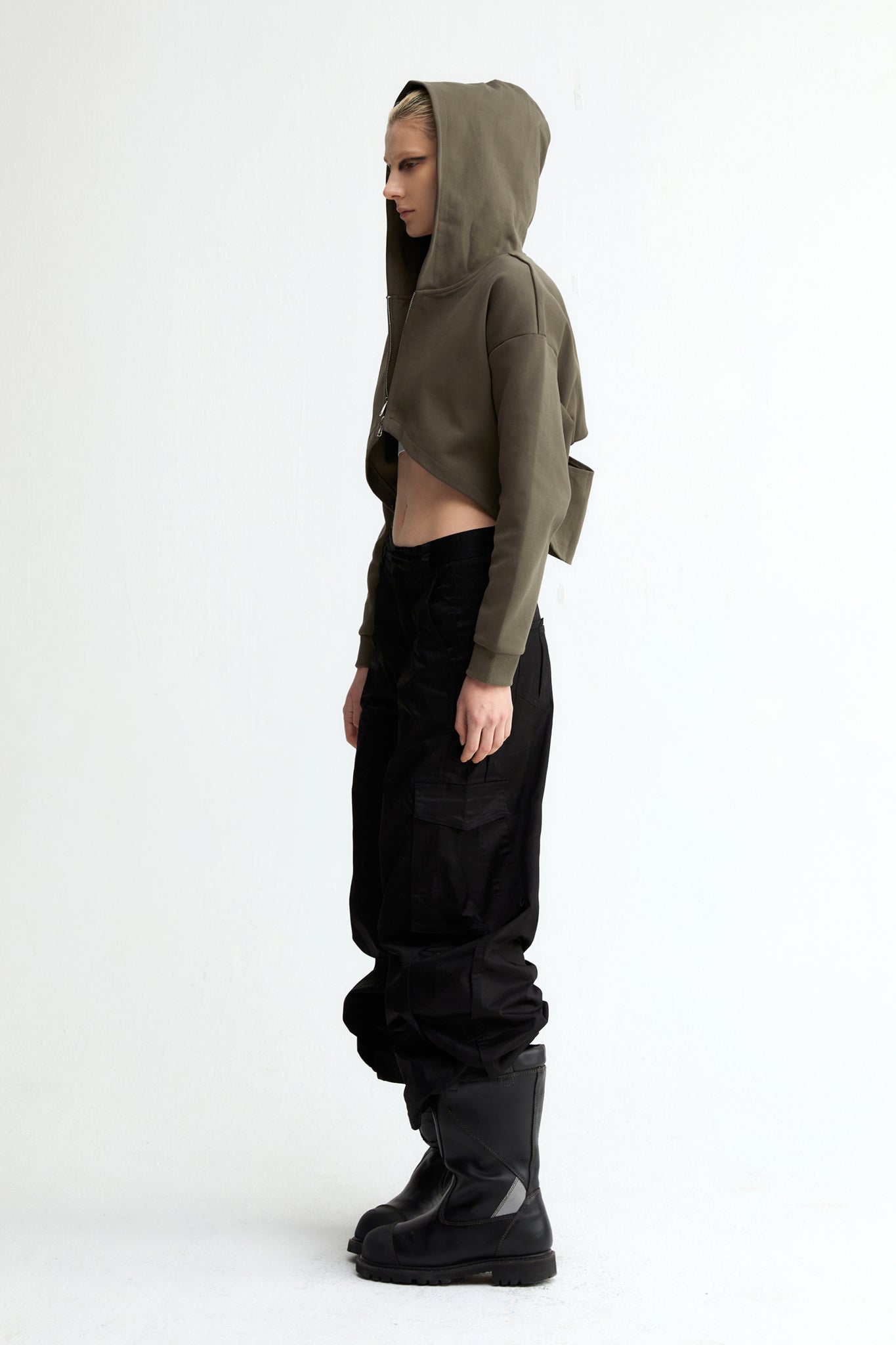 Logo High Waist Jacket In Army Green - YJ1NGZYZJ® Official