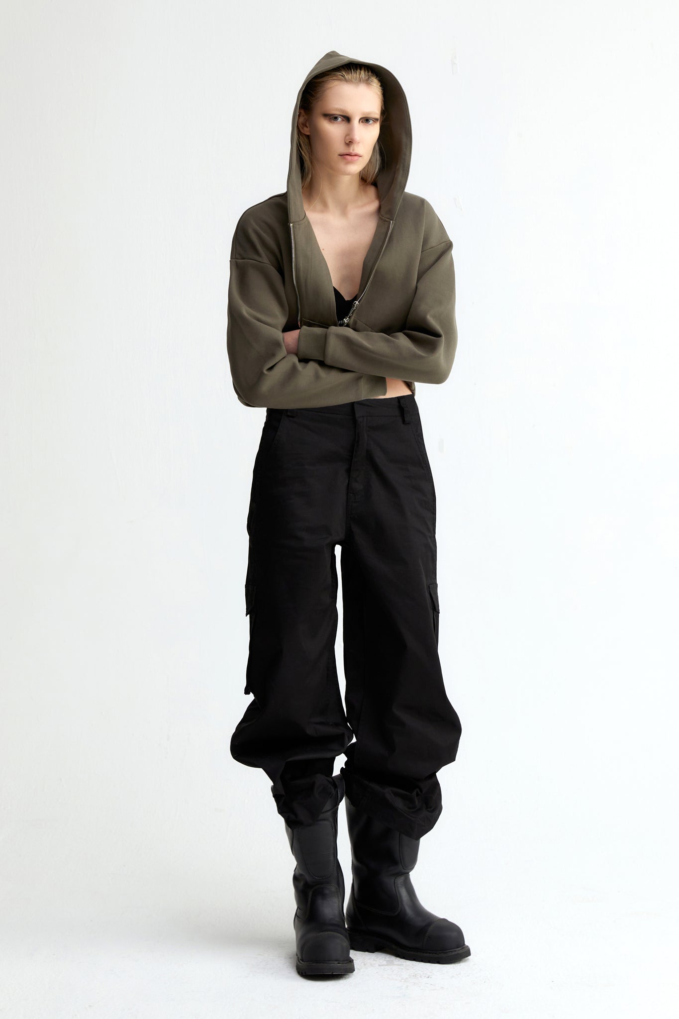 Logo High Waist Jacket In Army Green - YJ1NGZYZJ® Official