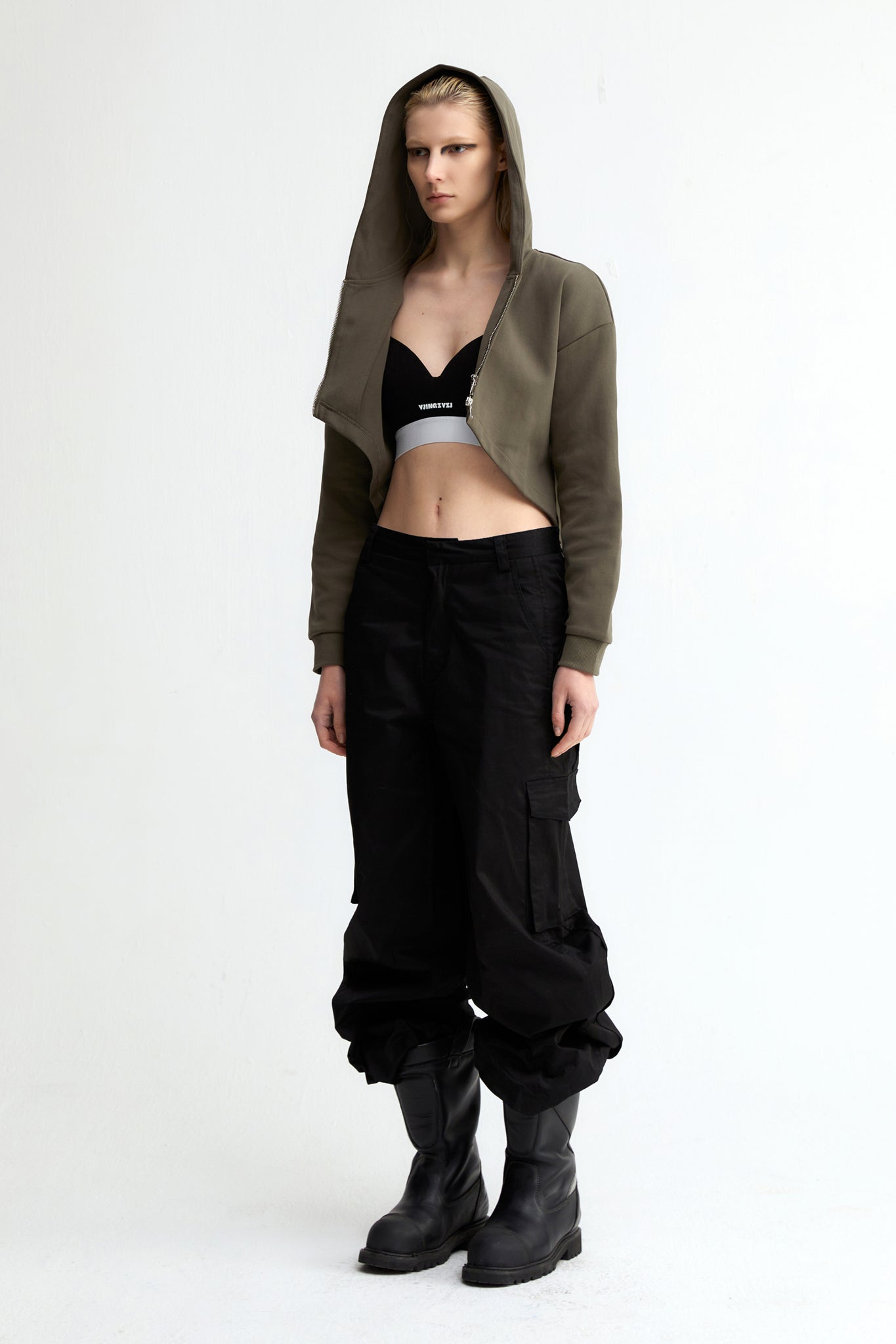 Logo High Waist Jacket In Army Green - YJ1NGZYZJ® Official