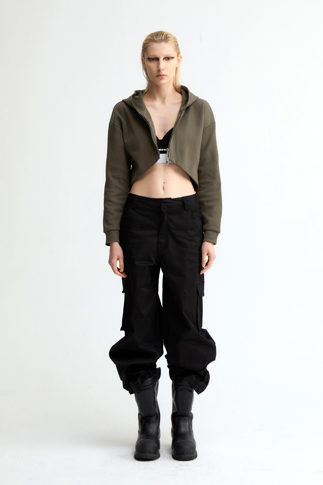 Logo High Waist Jacket In Army Green - YJ1NGZYZJ® Official