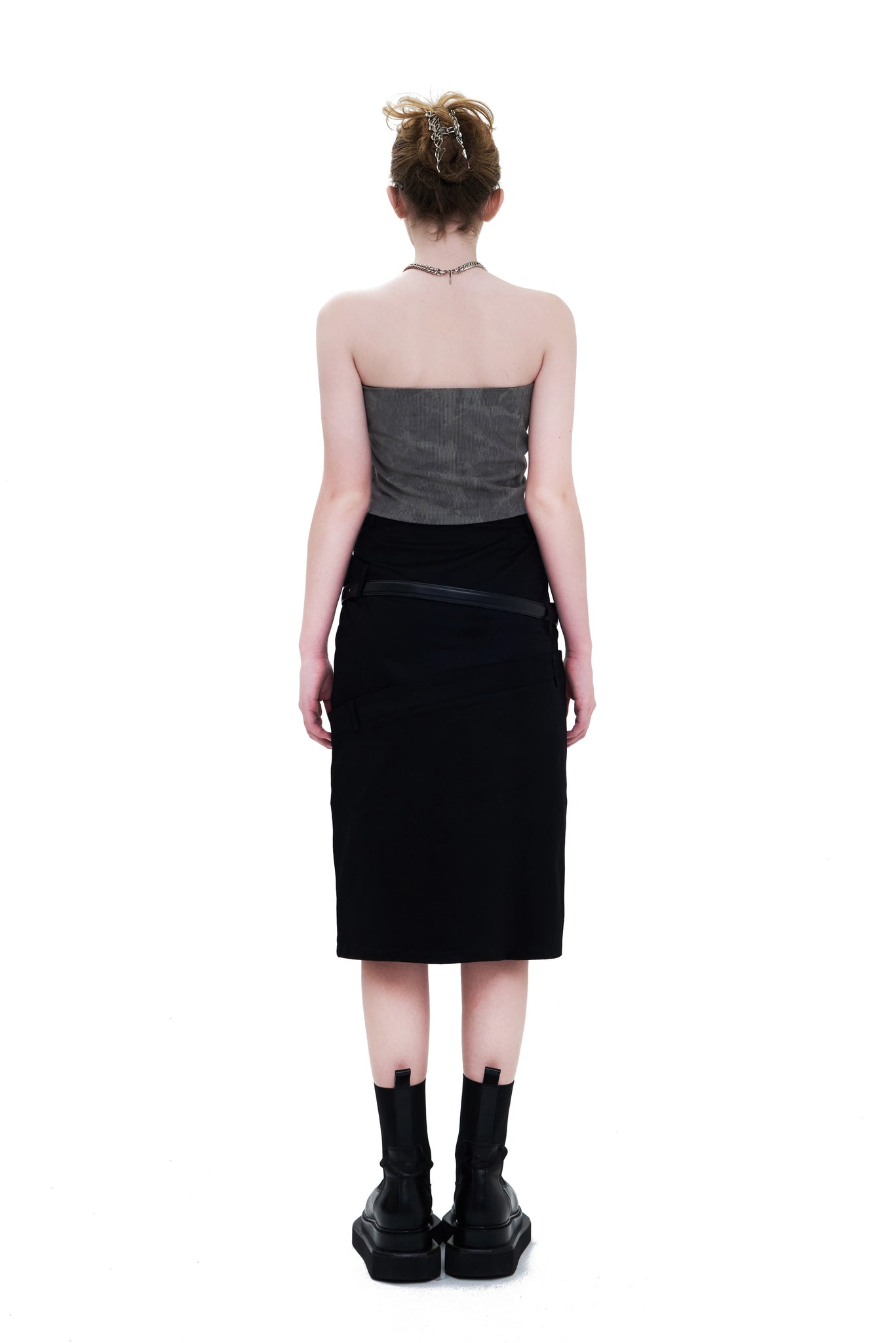 Mini Zipper Tube Top In Gray - YJ1NGZYZJ® Official