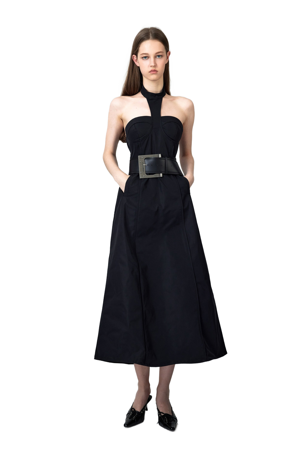 Nylon Halter Midi Dress