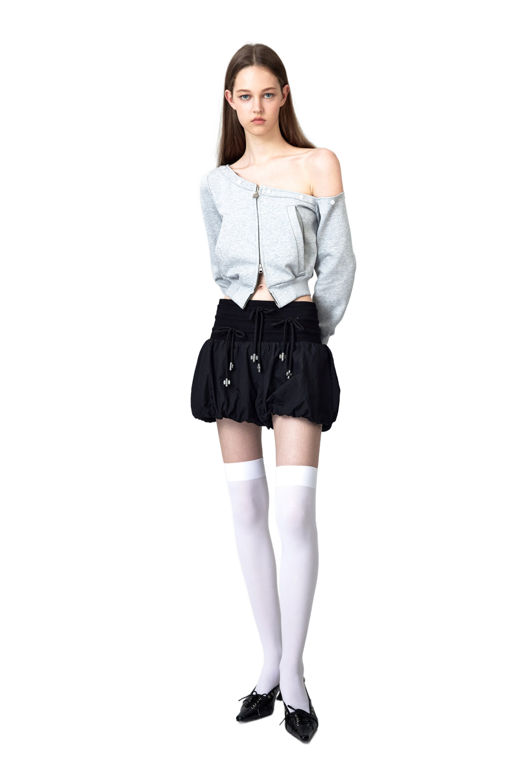 YJ1NGZYZJ® Official - One Shoulder Faux Fur Capless Jacket In Gray - 休闲外套