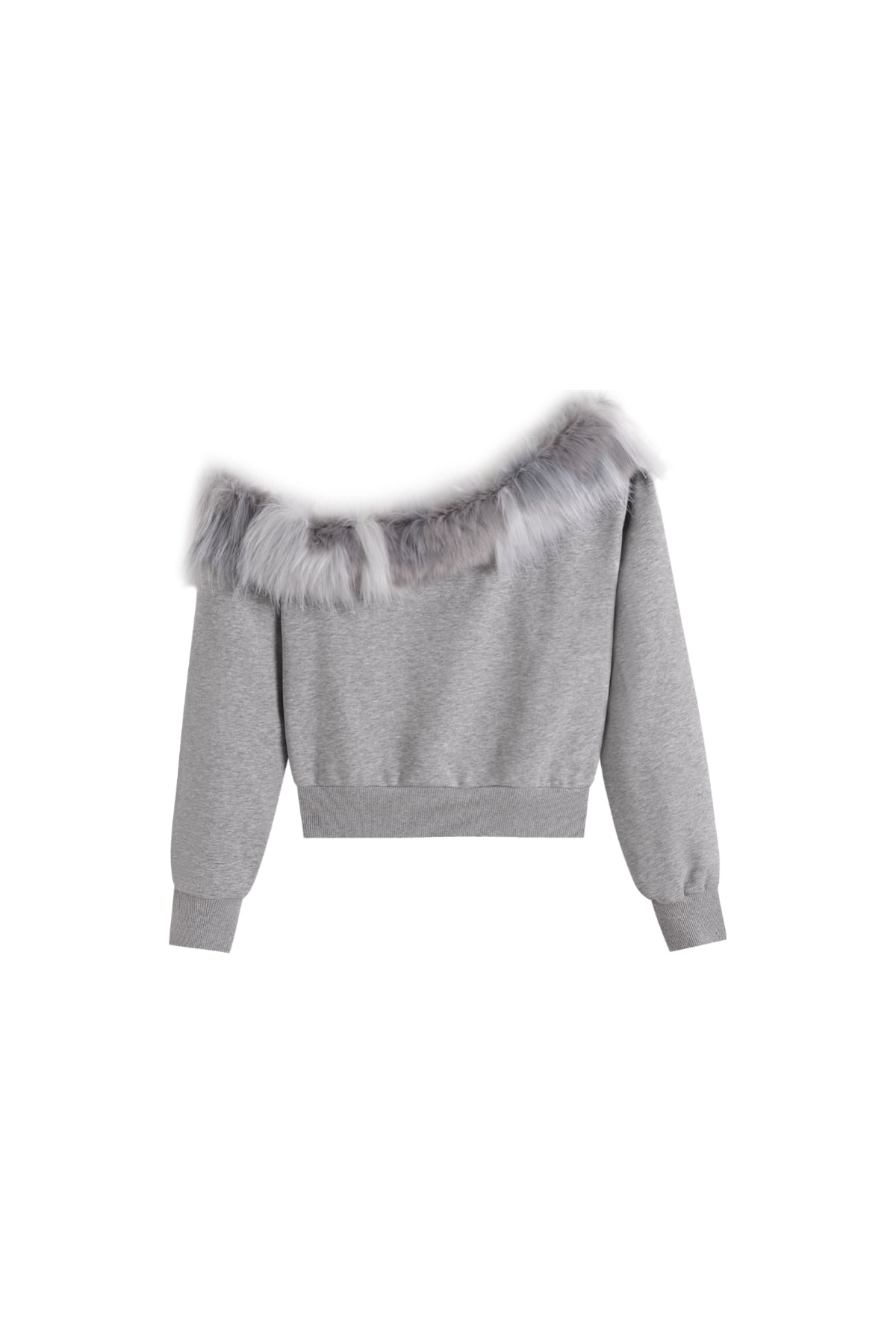 One Shoulder Faux Fur Capless Jacket In Gray - YJ1NGZYZJ® Official