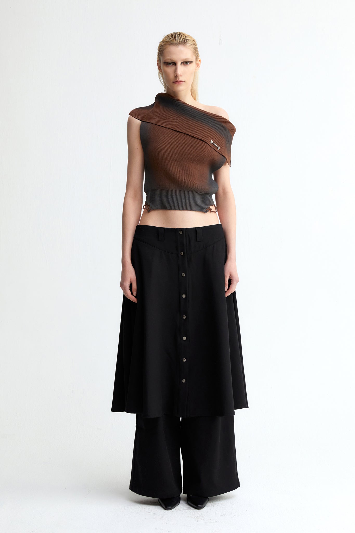 One Shoulder Knit Top In Brown - YJ1NGZYZJ® Official