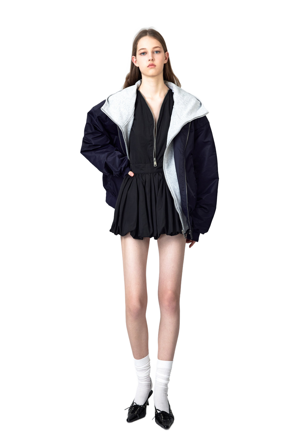YJ1NGZYZJ® Official - Oversized Bomber Jacket In Blue - 休闲外套