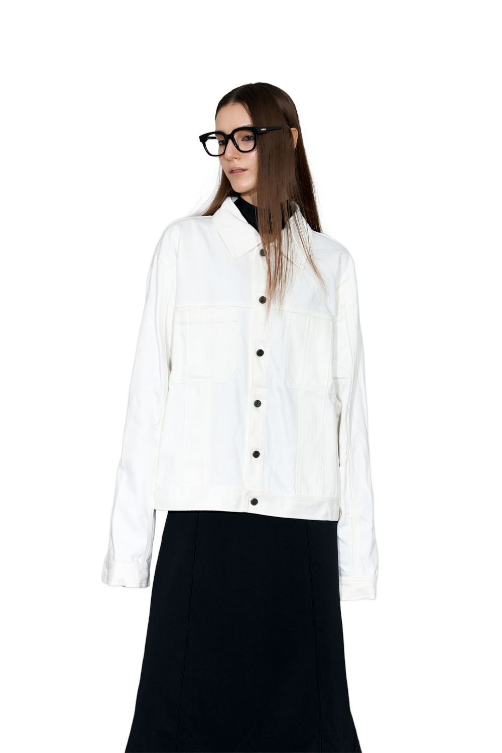 YJ1NGZYZJ® Official - Oversized Denim Jacket In White - 牛仔外套
