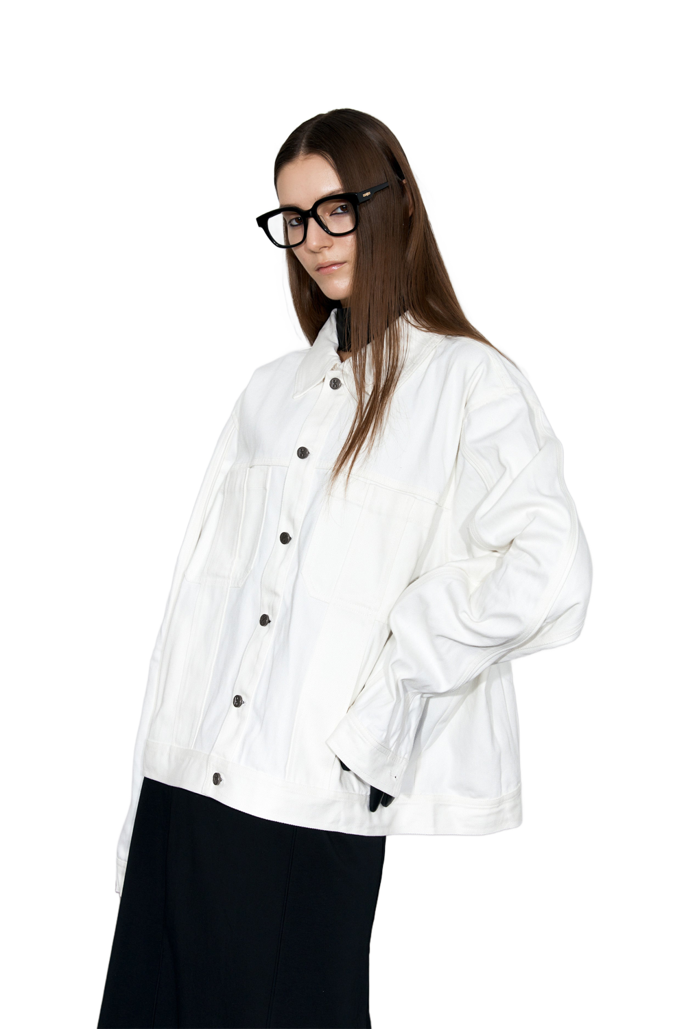 YJ1NGZYZJ® Official - Oversized Denim Jacket In White - 牛仔外套