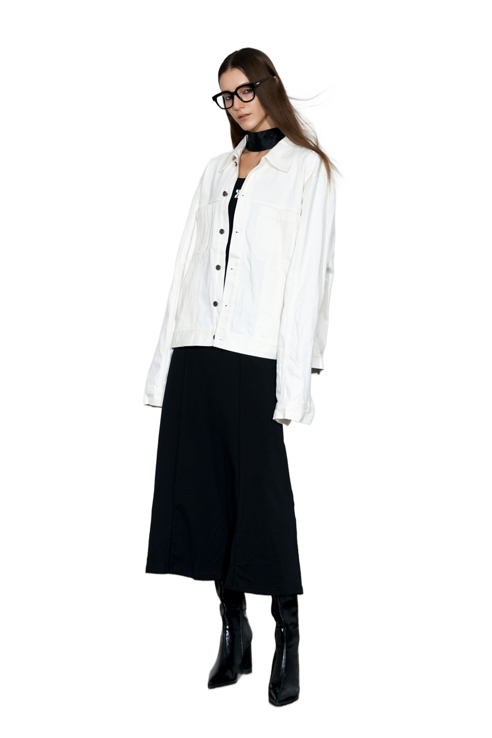 YJ1NGZYZJ® Official - Oversized Denim Jacket In White - 牛仔外套