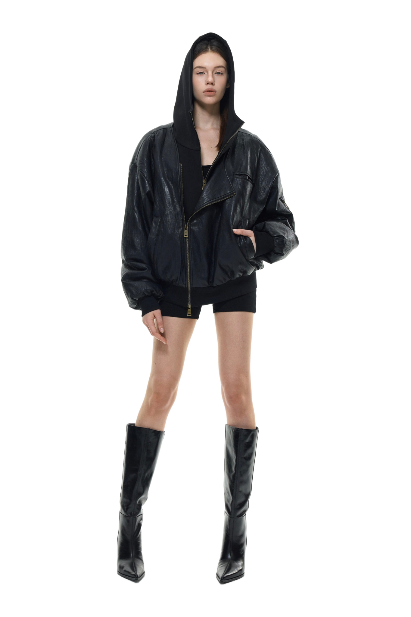 ジャケット・アウター liju jazz night bomber jacket Oversized Leather Bomber Jacket in Black – YJ1NGZYZJ® Official