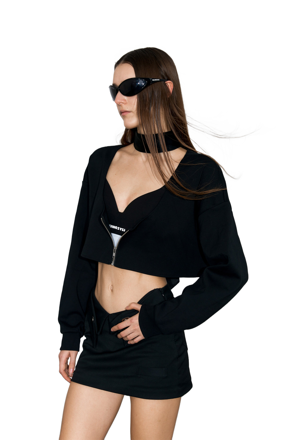 YJ1NGZYZJ® Official - Scoop-Neck Cropped Jacket In Black - 休闲外套