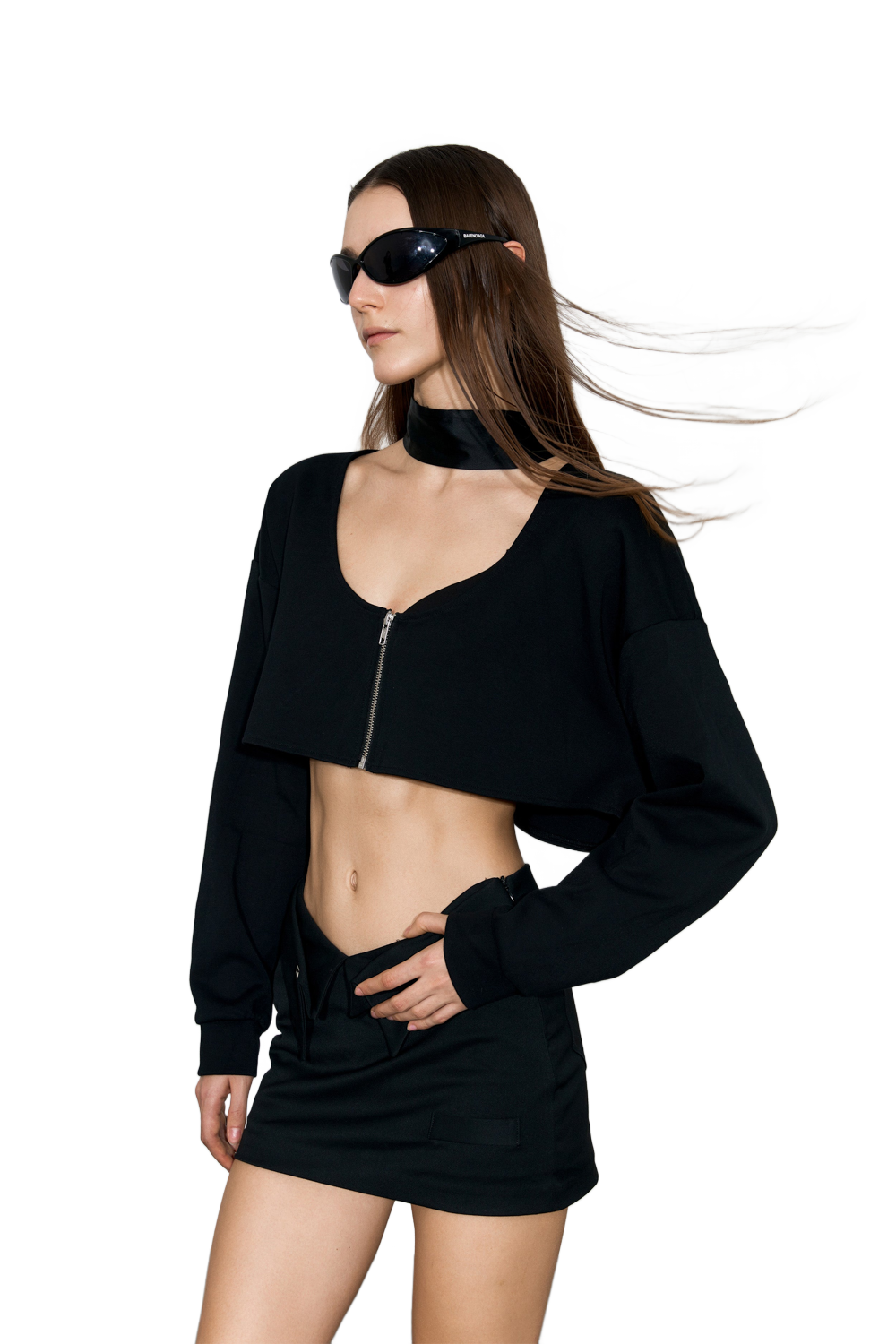 YJ1NGZYZJ® Official - Scoop-Neck Cropped Jacket In Black - 休闲外套