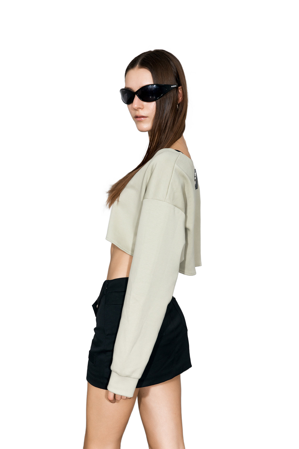 YJ1NGZYZJ® Official - Scoop-Neck Cropped Jacket In Grayish Green - 休闲外套