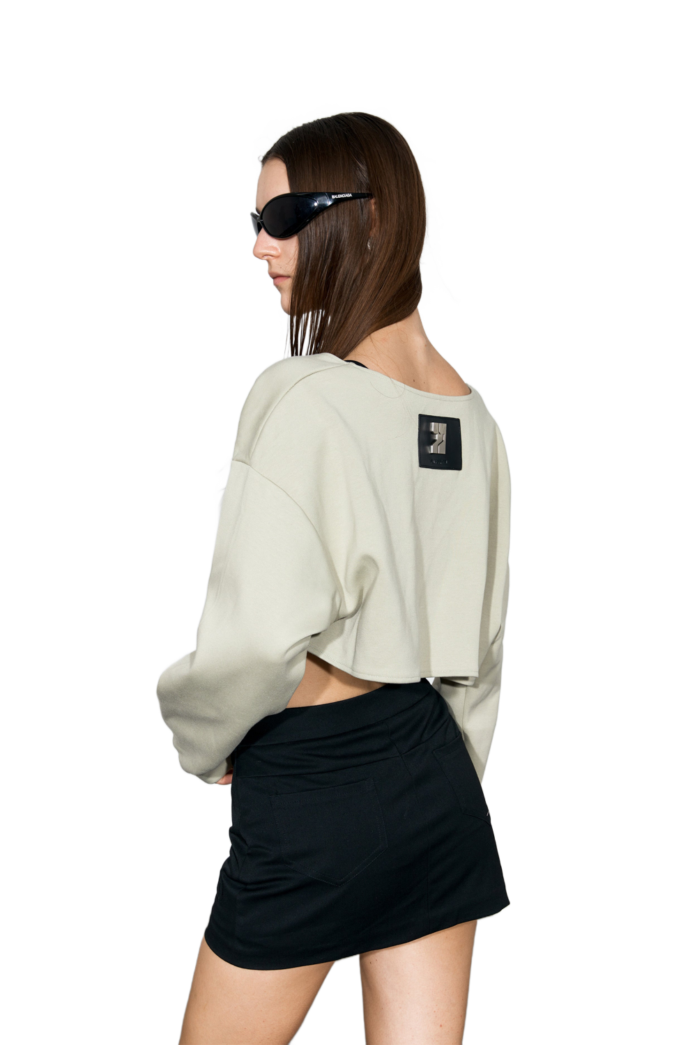 YJ1NGZYZJ® Official - Scoop-Neck Cropped Jacket In Grayish Green - 休闲外套
