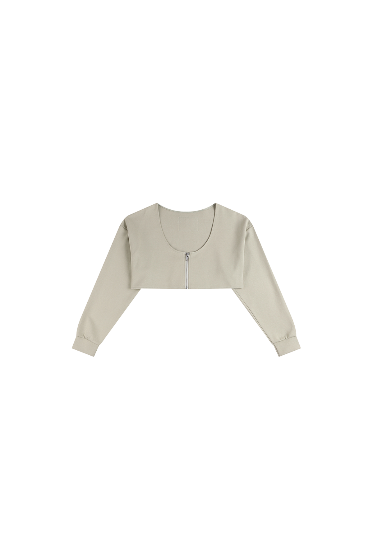 Scoop-Neck Cropped Jacket In Grayish Green - YJ1NGZYZJ® Official