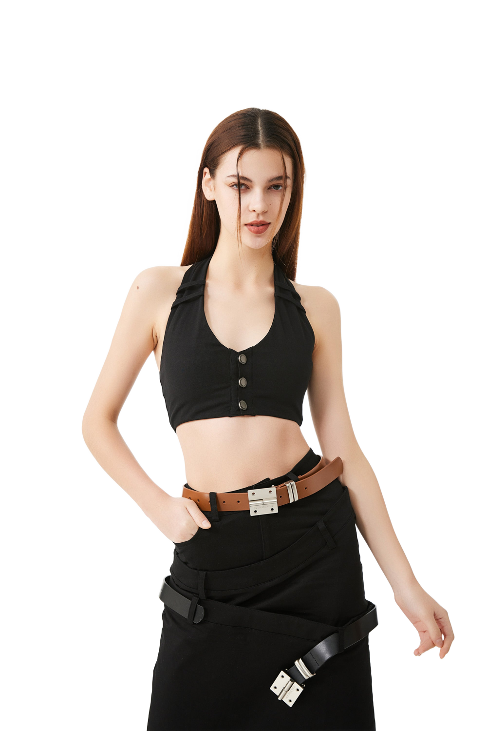 YJ1NGZYZJ® Official - Hinge Calf Leather Belt In Black - 腰带