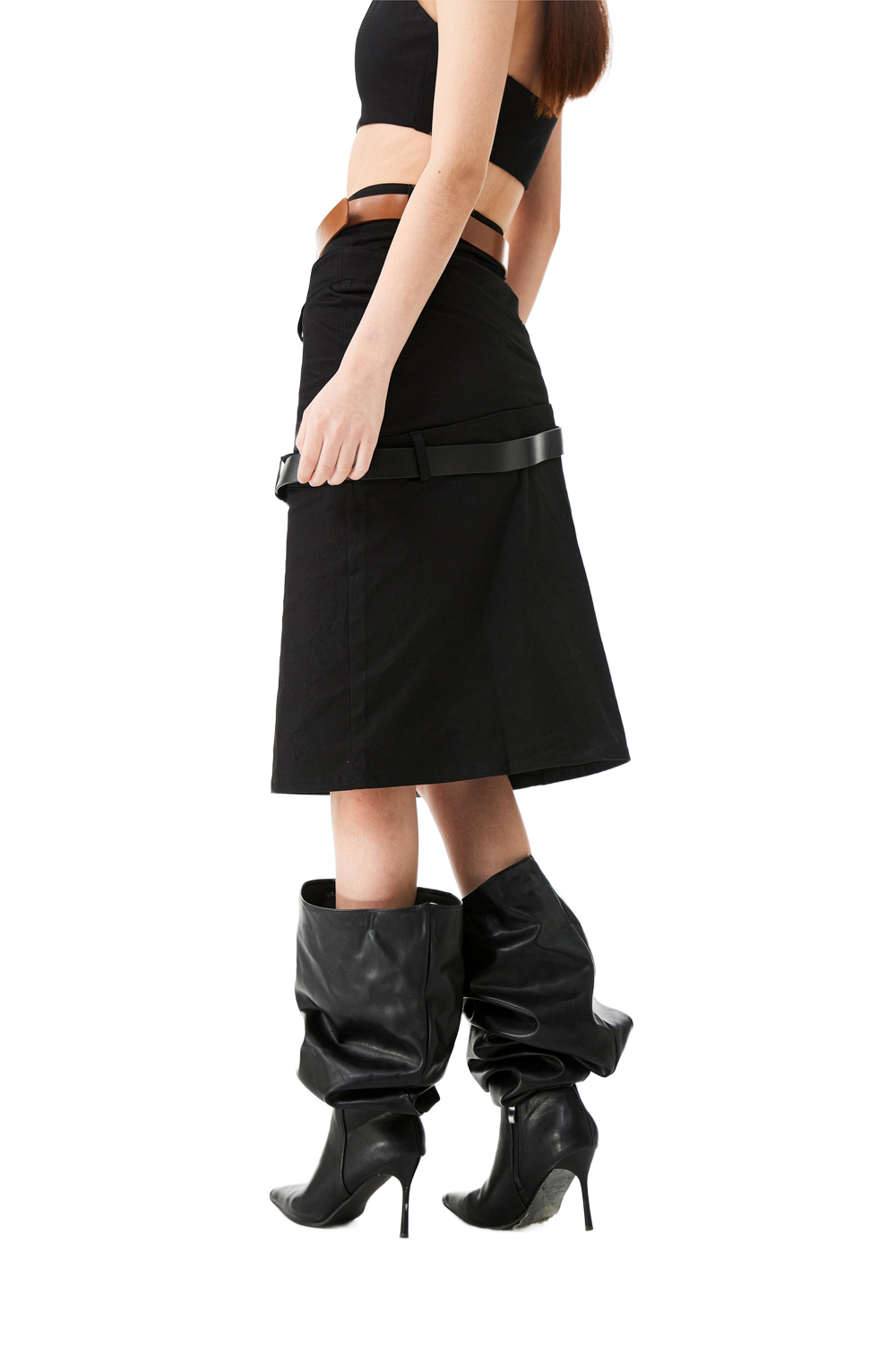 YJ1NGZYZJ® Official - Hinge Calf Leather Belt In Black - 腰带