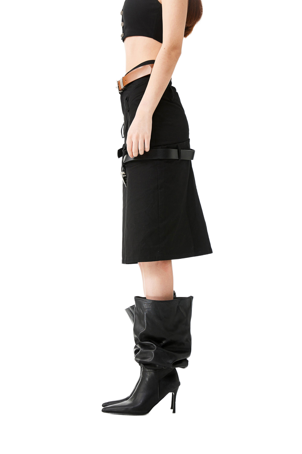 YJ1NGZYZJ® Official - Hinge Calf Leather Belt In Black - 腰带
