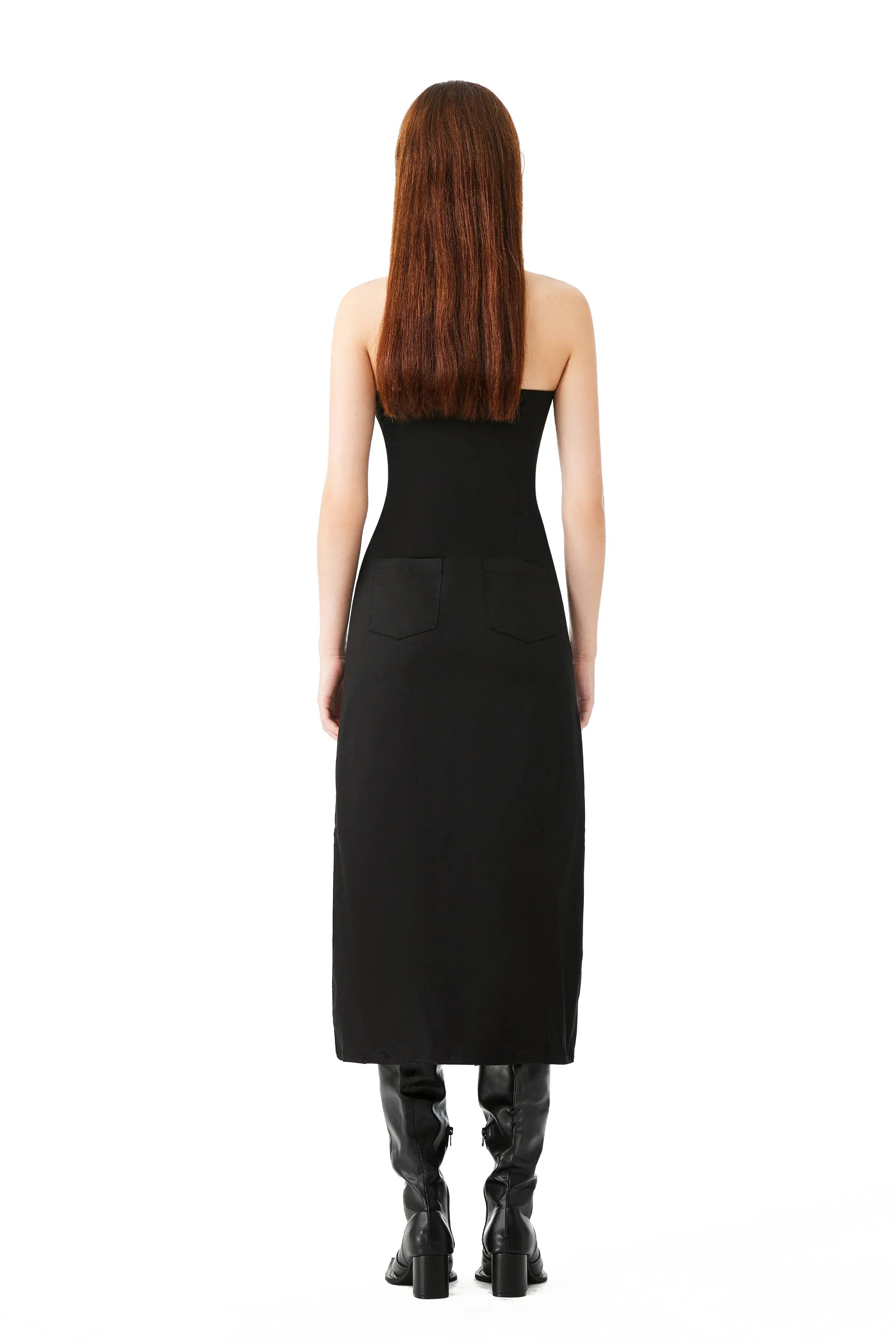 Tube Zipper Dress In Black